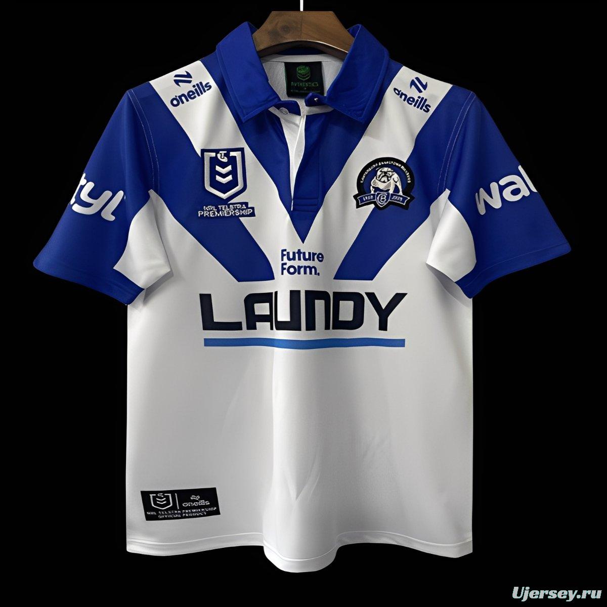 25/26 Canterbury-Bankstown Bulldogs White with Blue V-Pattern Jersey
