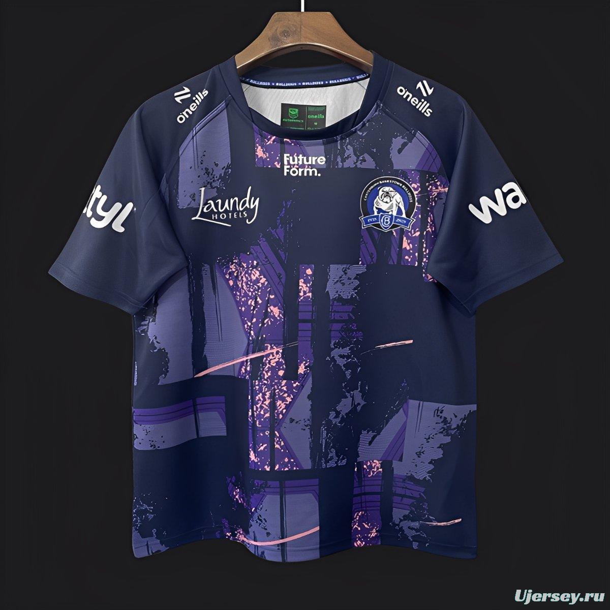 25/26 Canterbury-Bankstown Bulldogs Navy with Purple and Pink Abstract Art Pattern Jersey