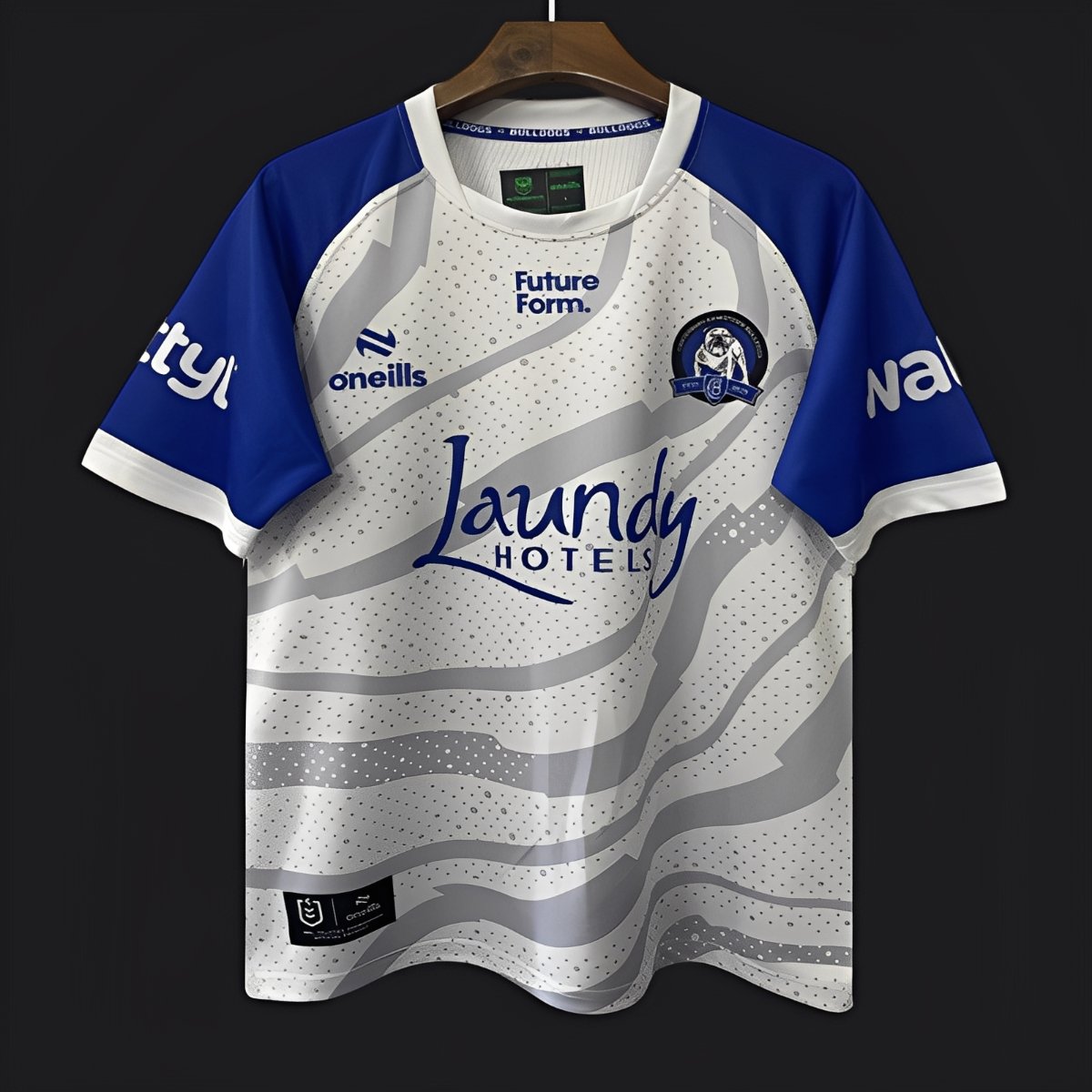 25/26 Canterbury Bankstown Bulldogs Grey with Blue Sleeves and Wave Pattern Jersey
