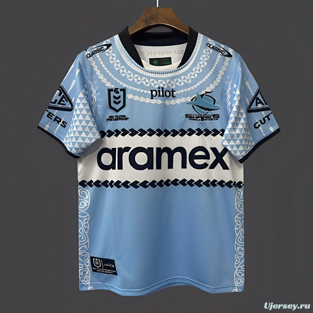 25/26 Cronulla-Sutherland Sharks Sky Blue with Indigenous Heritage Jersey