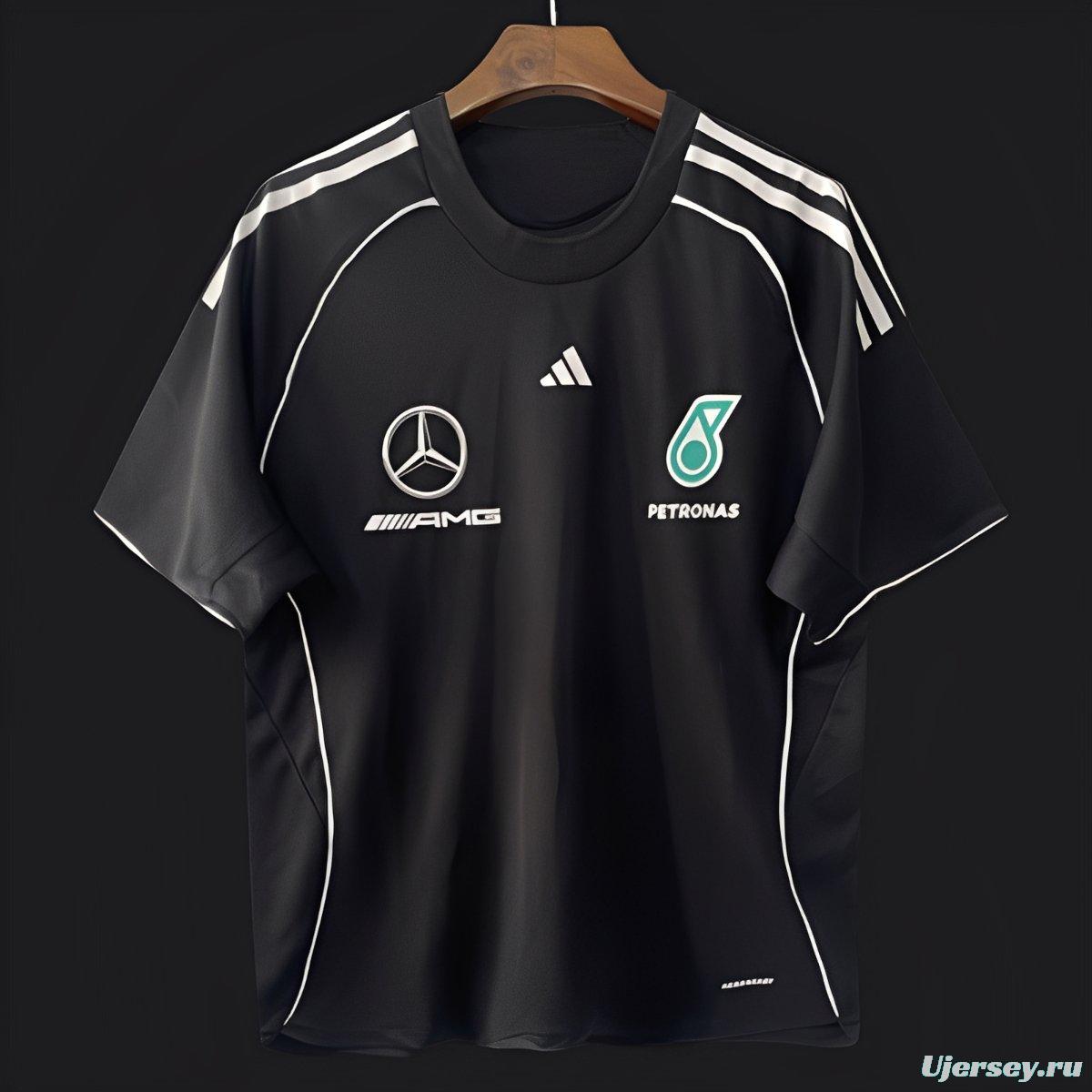 25/26  F1  Mercedes-AMG Petronas Black with White Stripes Training Jersey