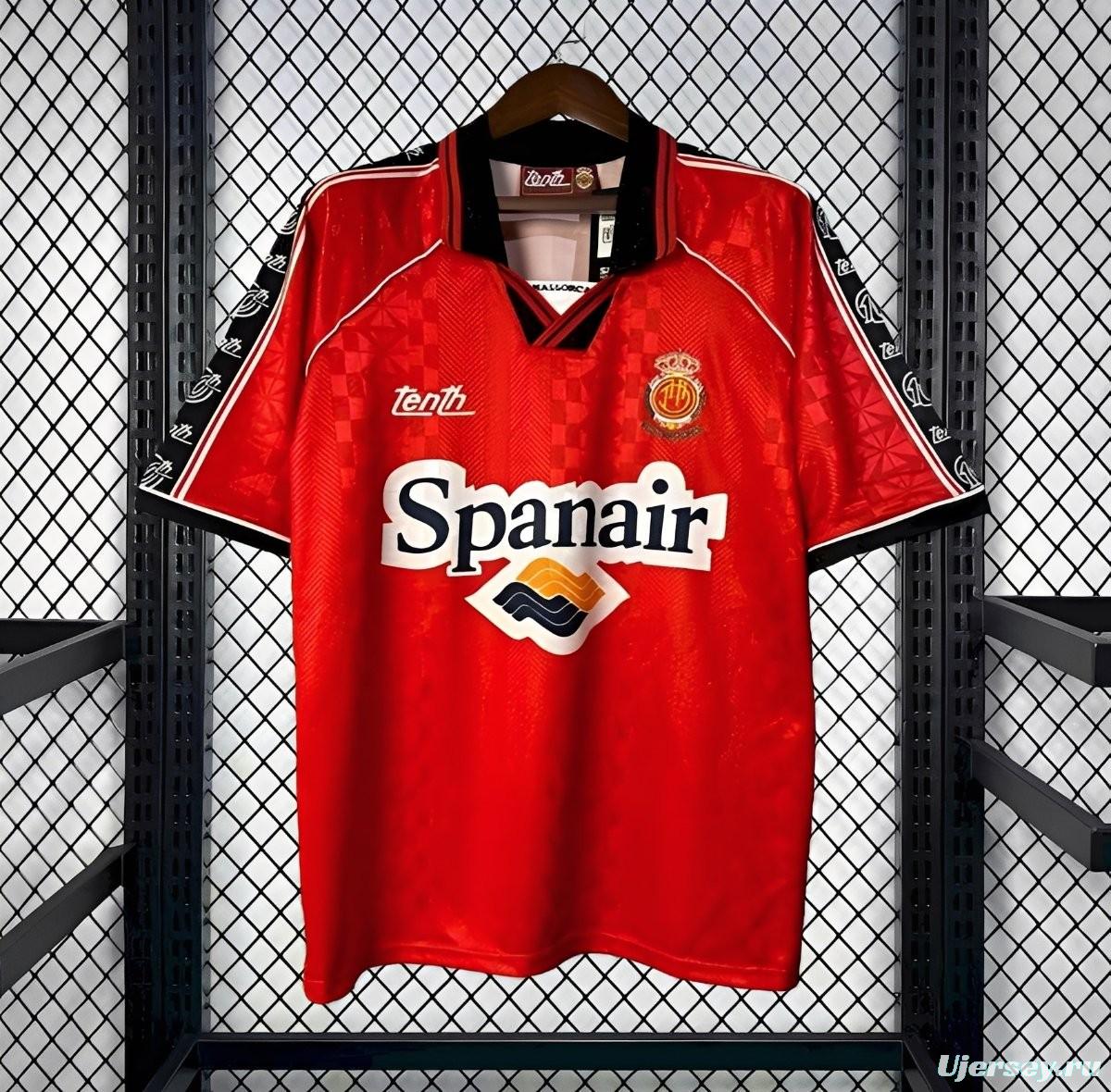 1996/97 Retro RCD Mallorca Home Red with Checkered Pattern Jersey