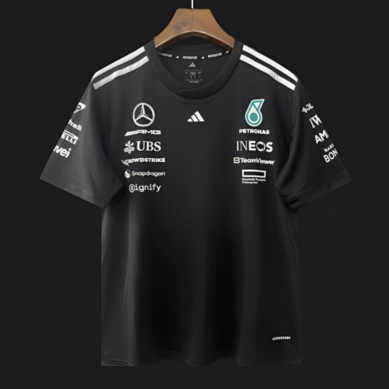 2025 F1 Mercedes-AMG Petronas Team Black Crew T-Shirt