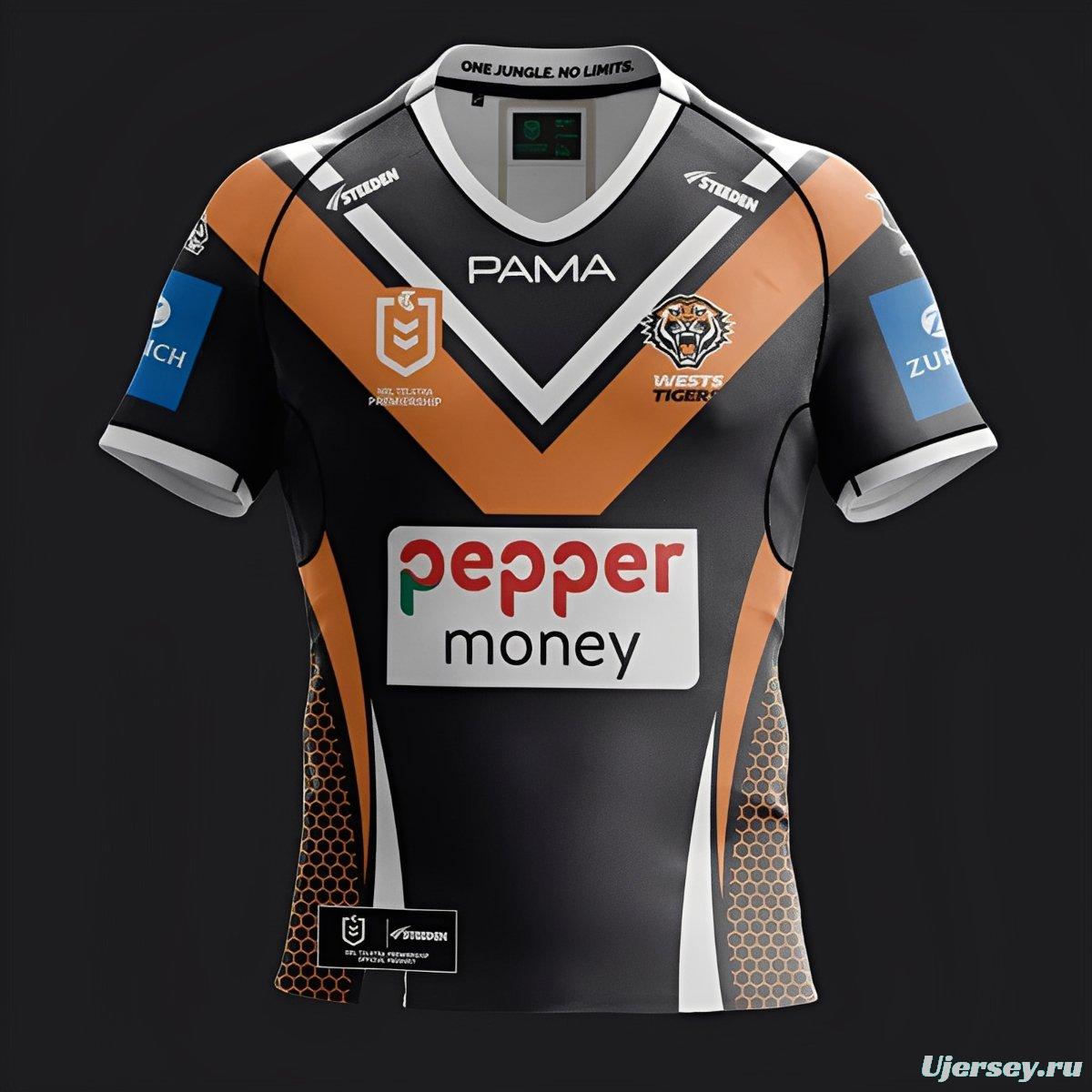 25/26 Wests Tigers Black with Orange Chevron Jersey