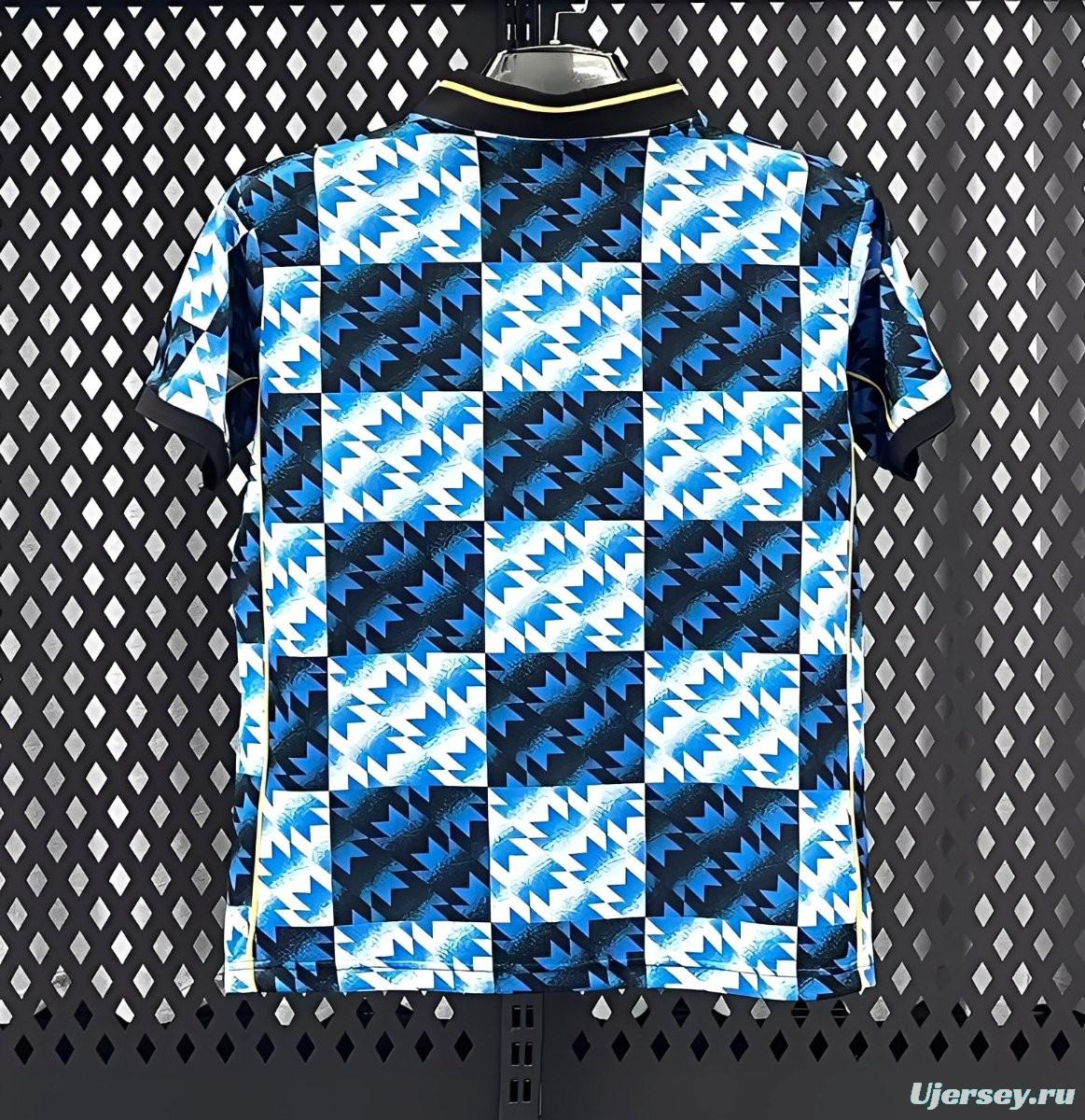 25/26 Manchester United Blue and Black with Checkerboard Houndstooth Pattern Jersey