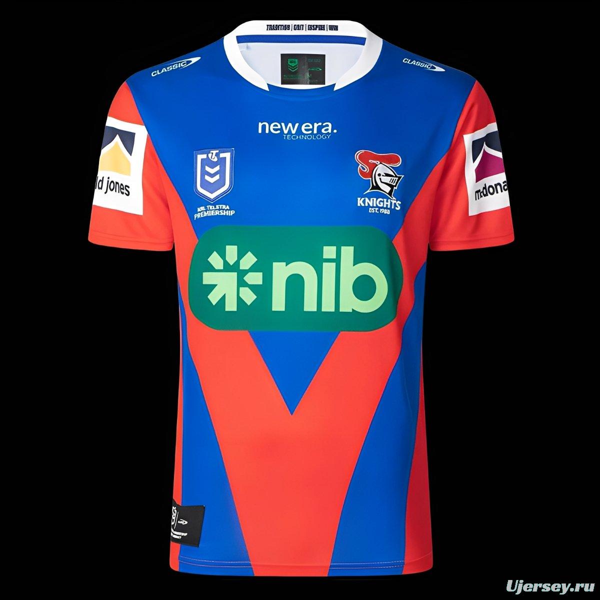 25/26 Newcastle Knights Blue and Red with Large Inverted Chevron Home Jersey