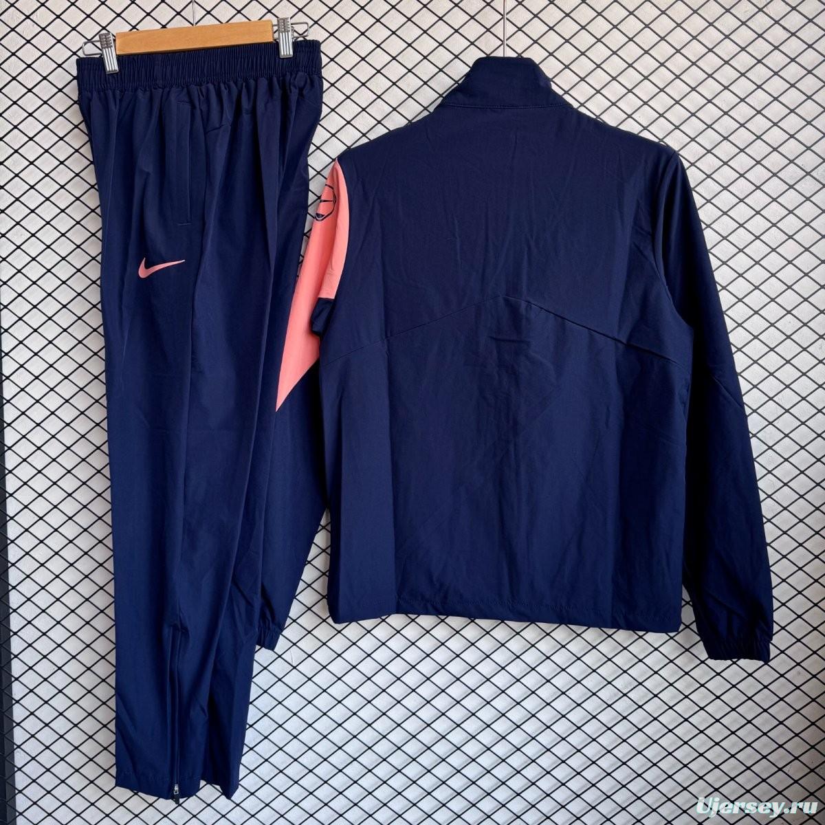 25/26 Barcelona Navy/Pink Full Zipper Windbreaker + Long Pants