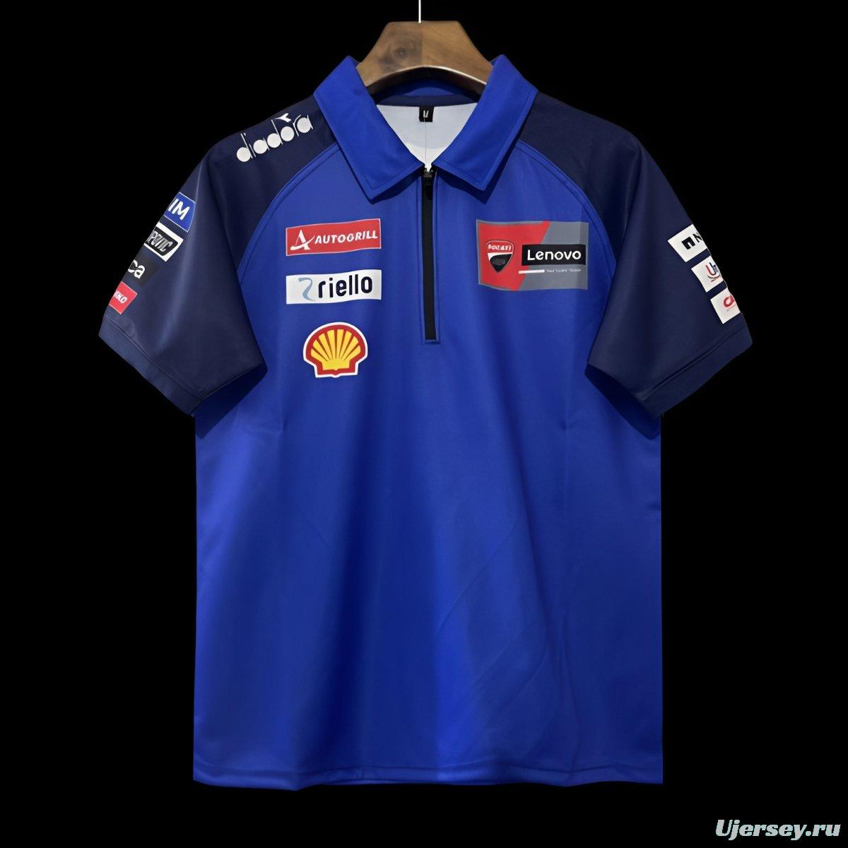 2024 F1  Ducati Corse Blue with Navy  Sleeves Racing Motorsports Polo