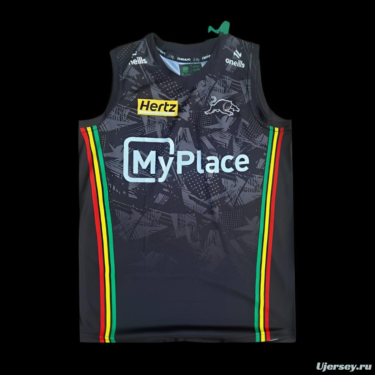 24/25 Penrith Panthers Black with Indigenous Design Singlet