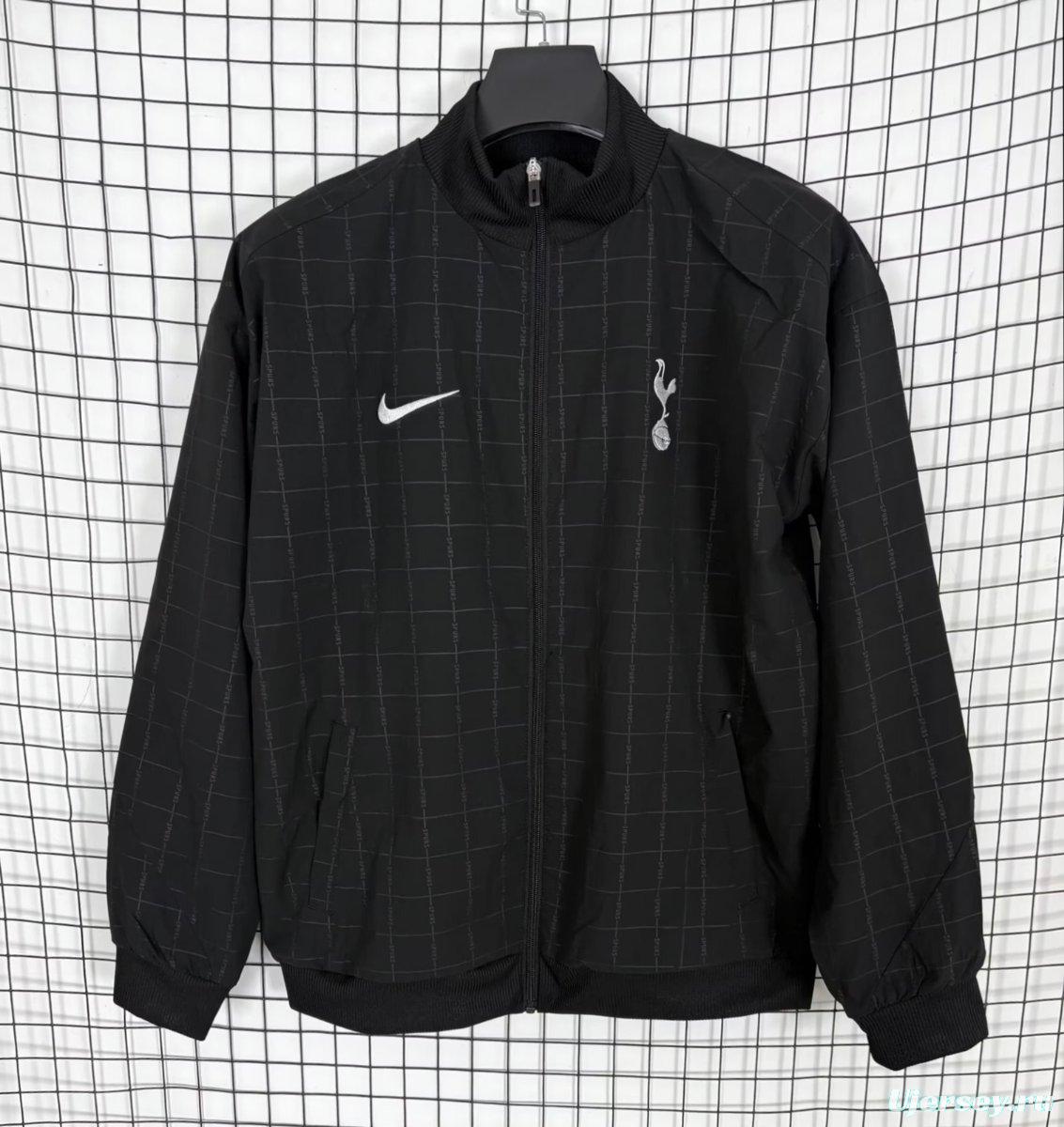 25/26 Tottenham Hotspur Black Grid Windbreaker