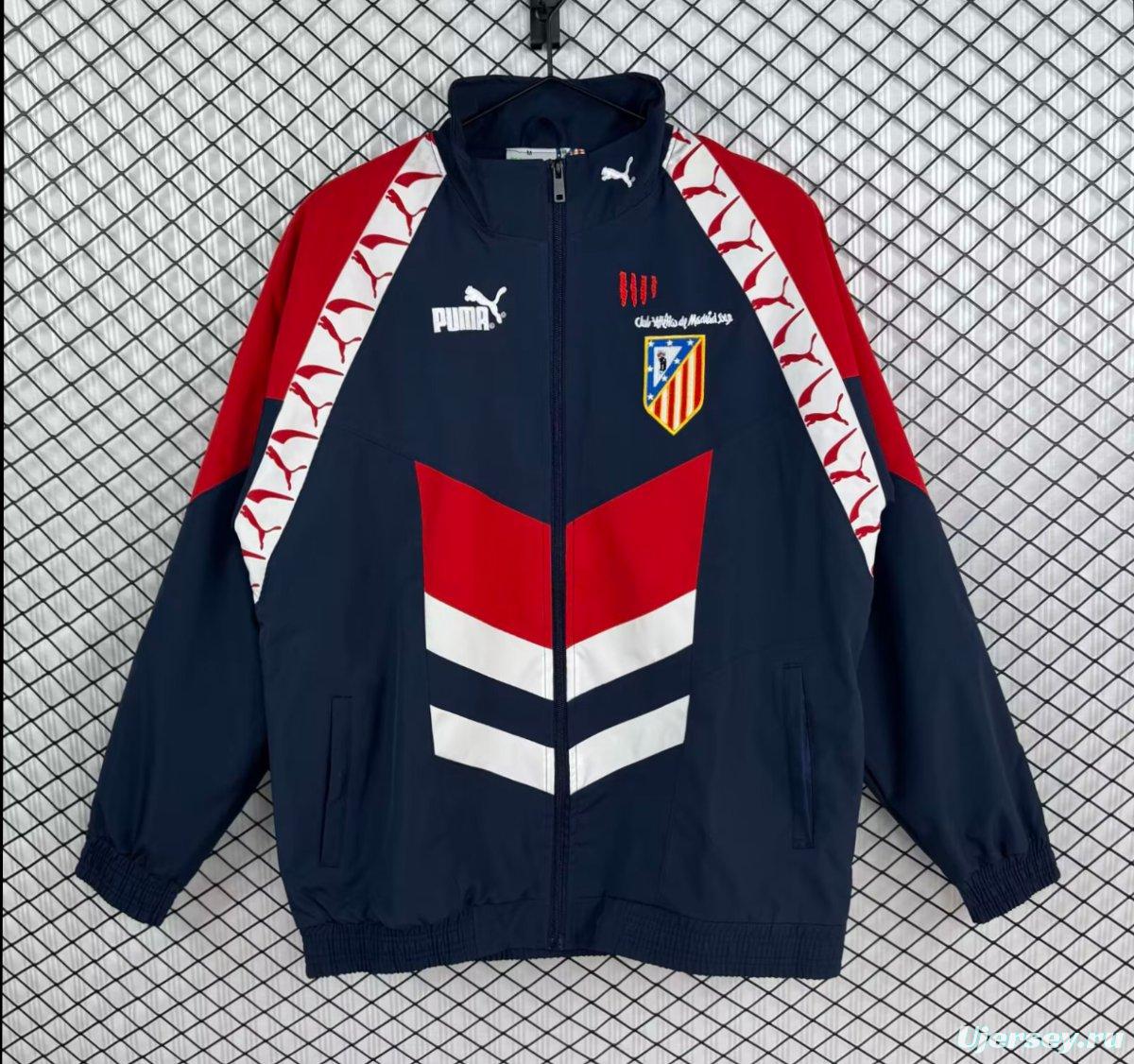 Retro 95/96 Atletio Madrid Navy/Red Windbreaker
