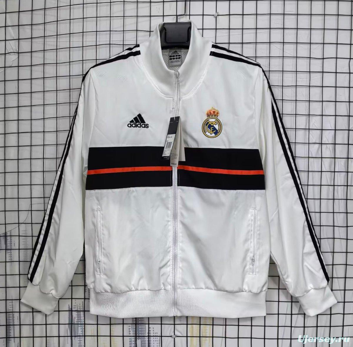 25/26 Real Madrid White  Full Zipper Windbreaker