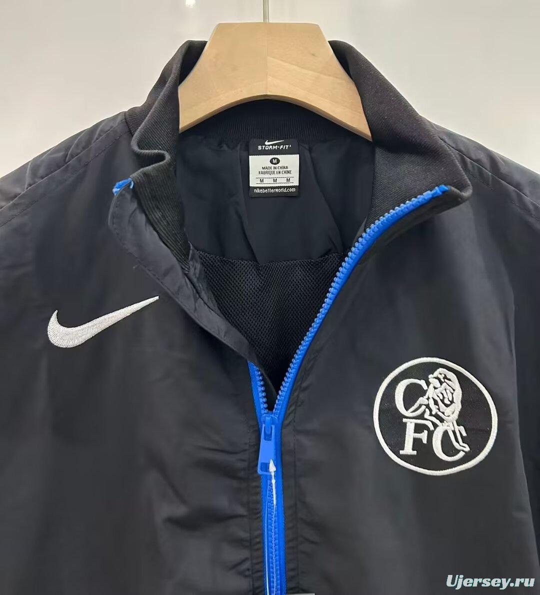 25/26 Chelsea Black Full Zipper Windbreaker