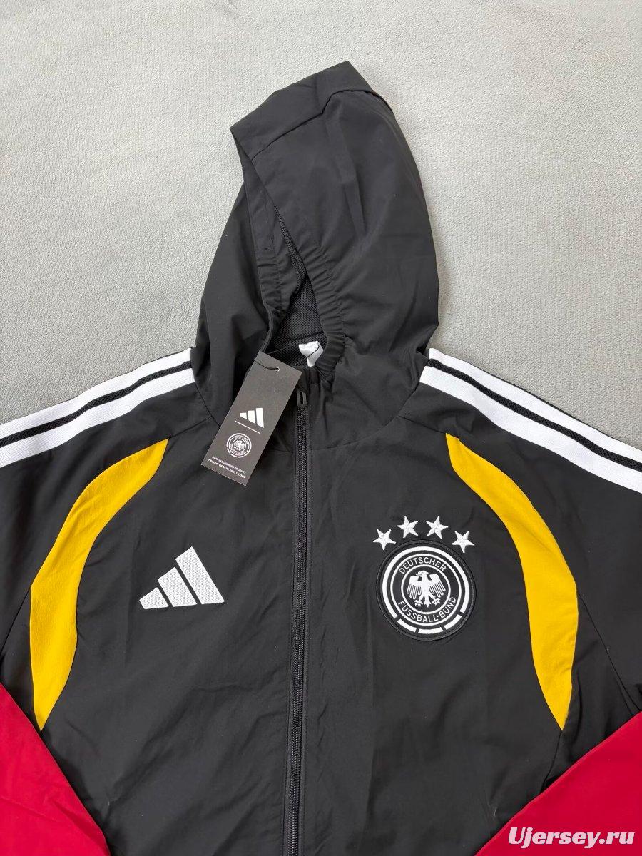2026 Germany Black Full Zipper Windbreaker
