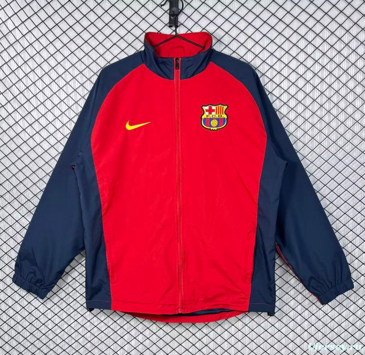 Retro 98/00 Barcelona Home Red Full Zipper Windbreaker