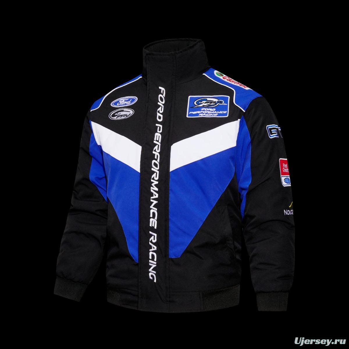 2026 F1 Ford Performance Racing FPV Motorsport Jacket in Black Blue White with Castrol GT Sponsor Logos