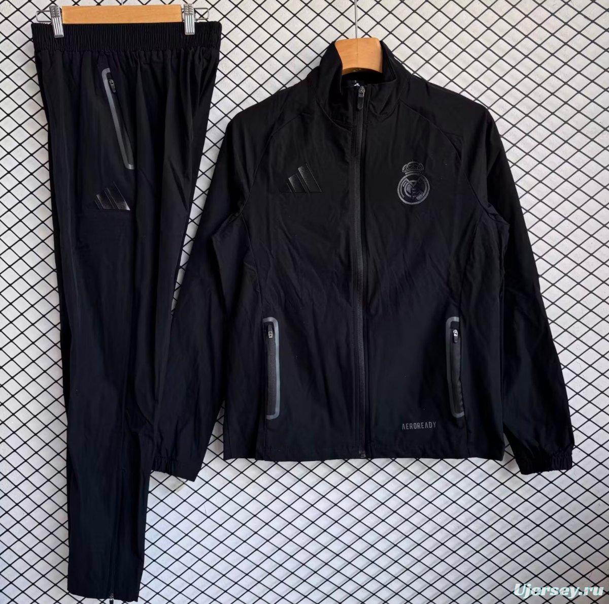 25/26 Real Madrid Black Full zipper Jacket Tracksuit+ long pants