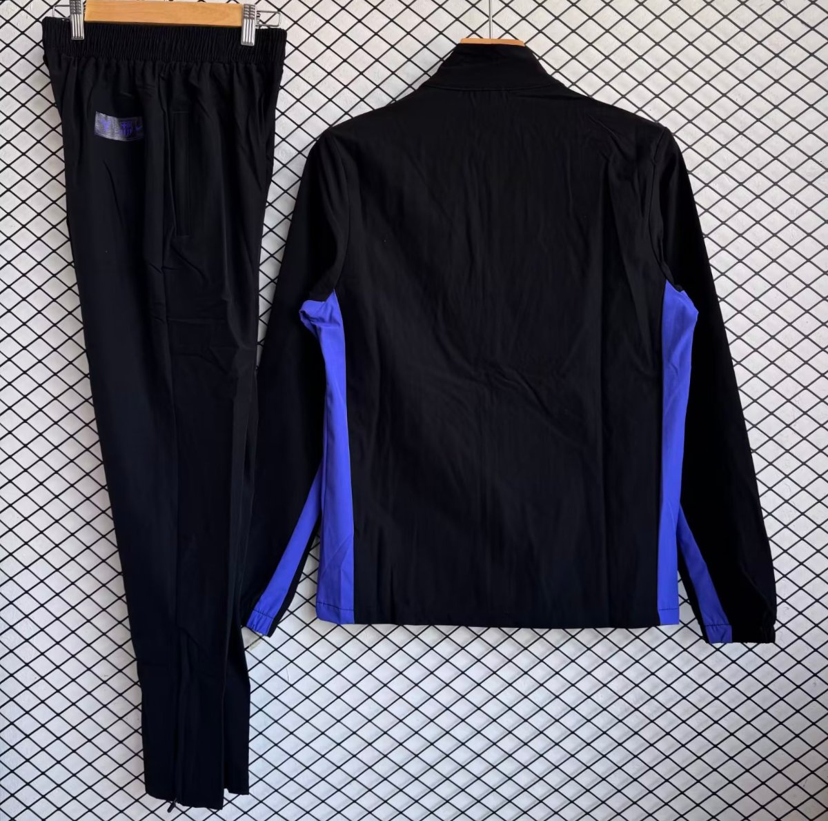 25/26 Barcelona Black with Blue Full zipper Jacket Tracksuit+ long pants