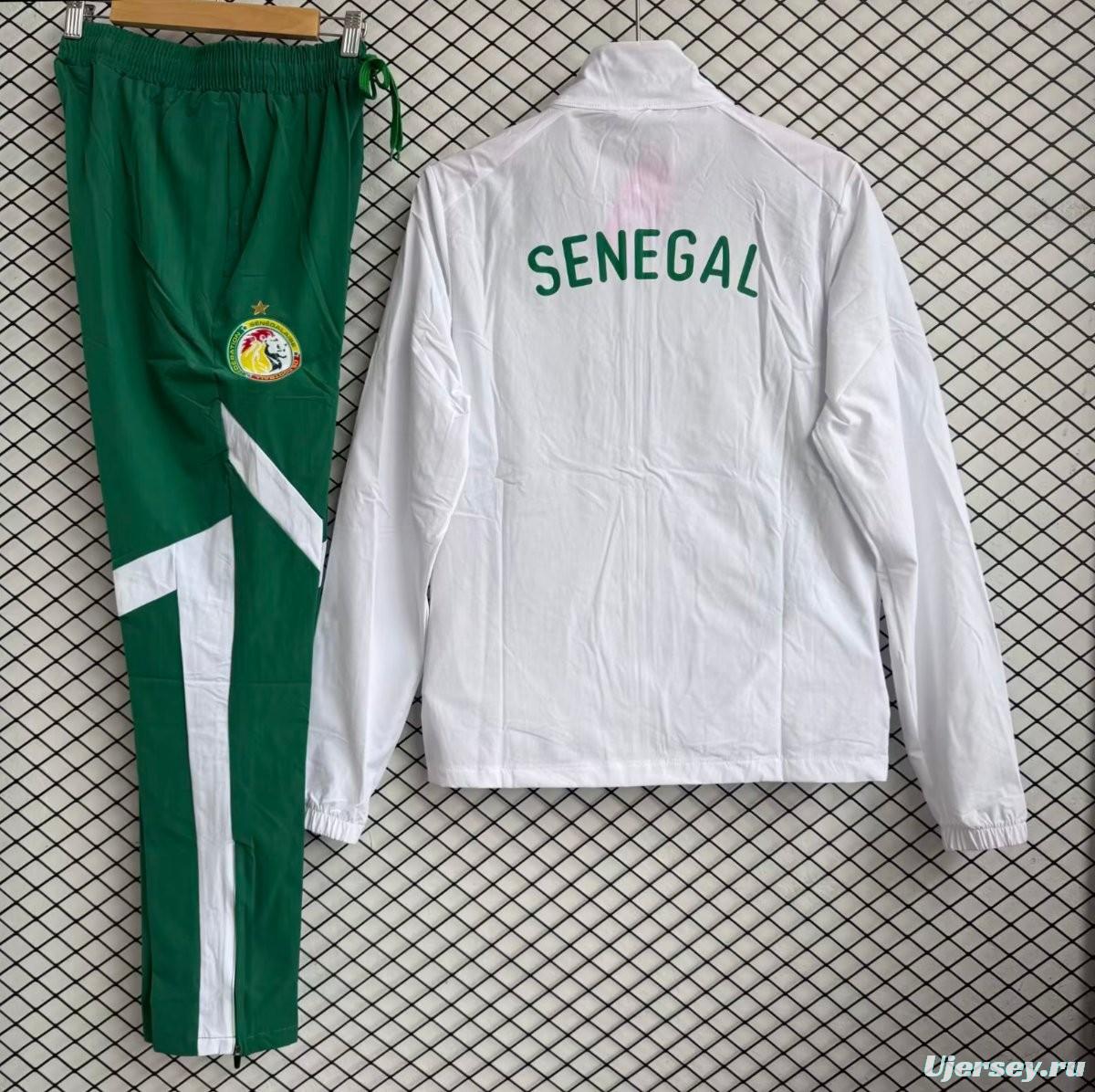 25/26 Senegal National Team White with Green Full zipper Jacket Tracksuit+ long pants