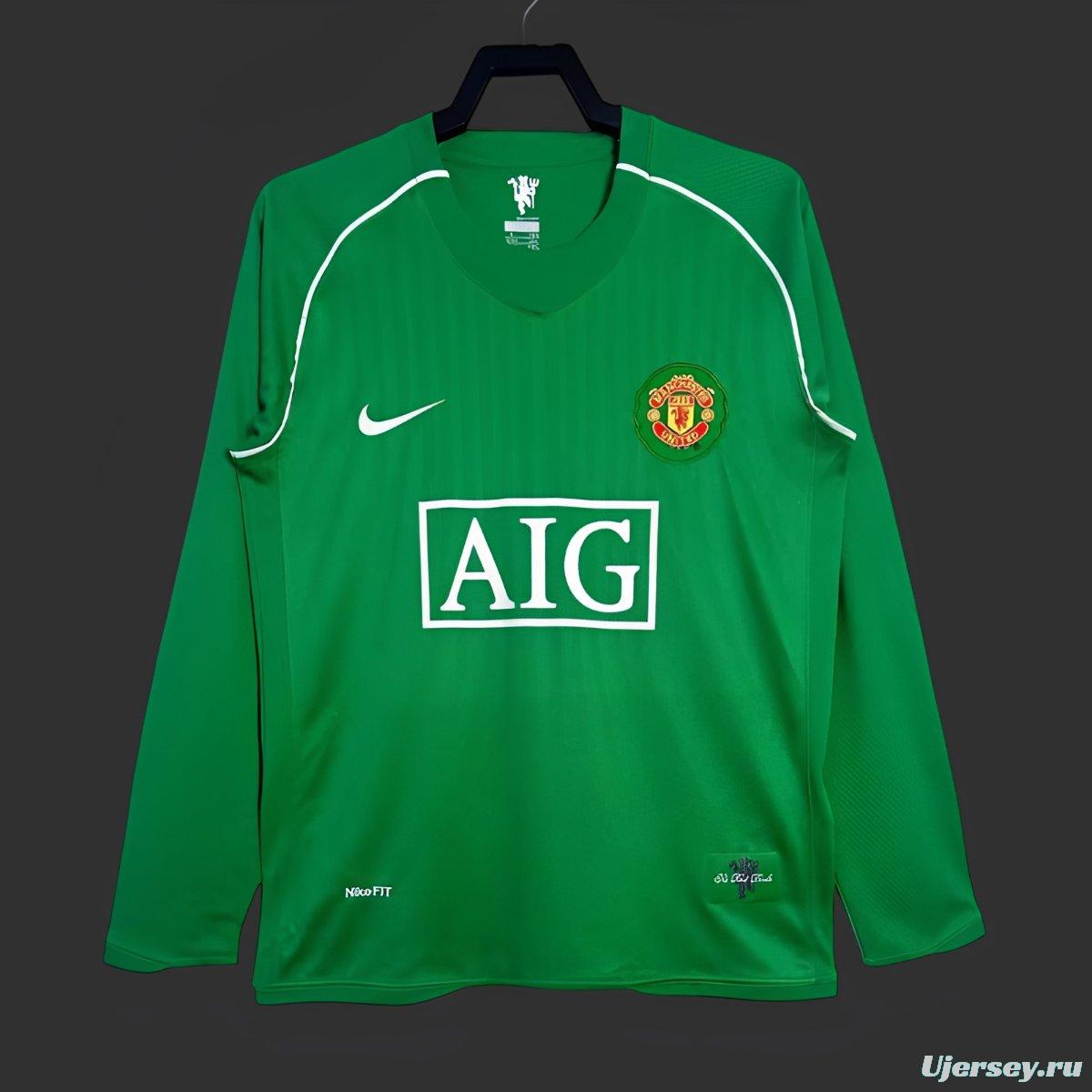 Retro 07/08 Manchester United Green Goalkeeper Long Sleeve Jersey