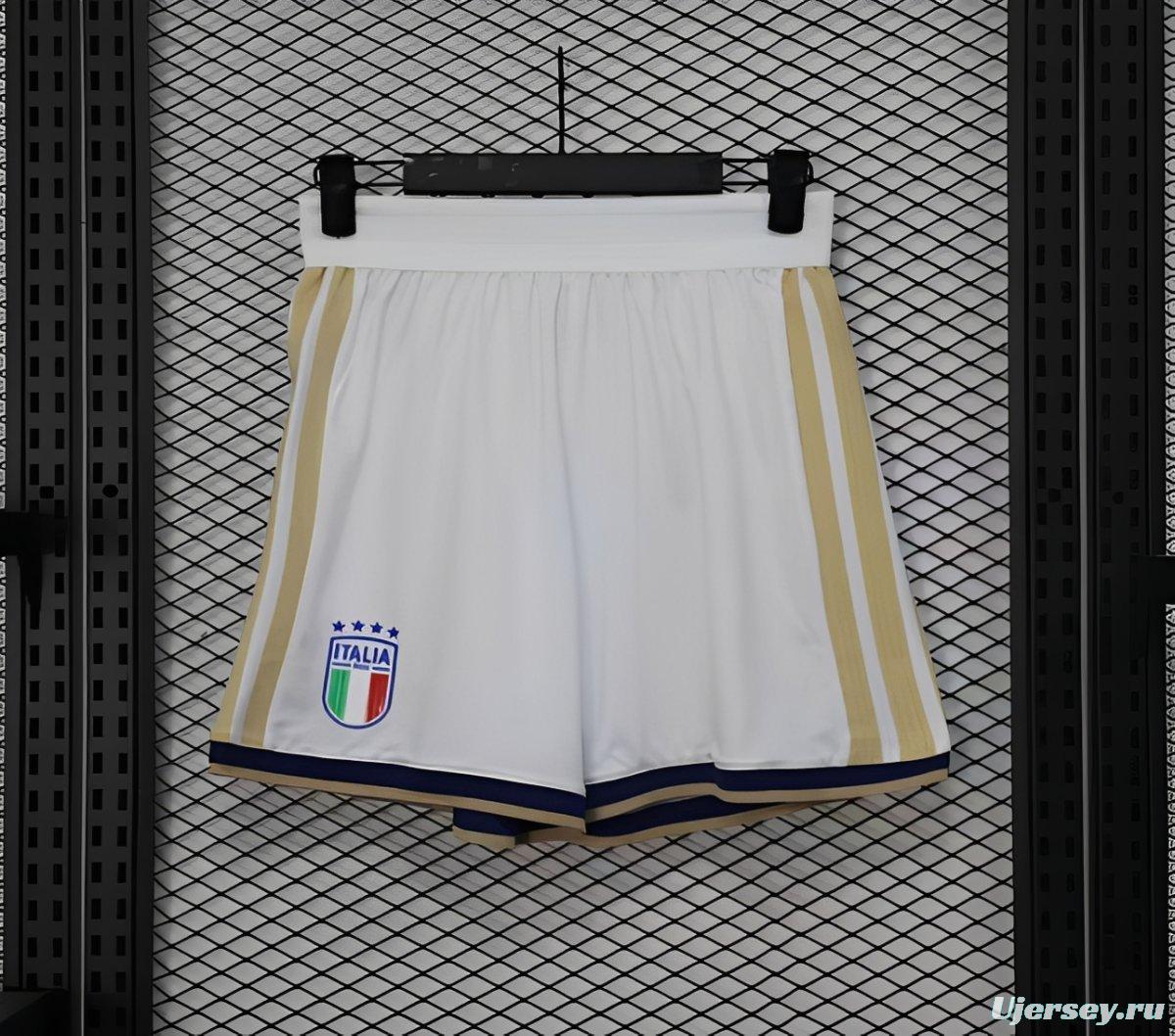 2026 Player Version  Italy Home White with Gold Stripes Shorts