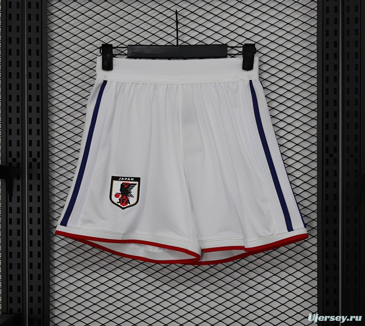 2026 Player Version Japan White with Navy Blue Stripes Shorts