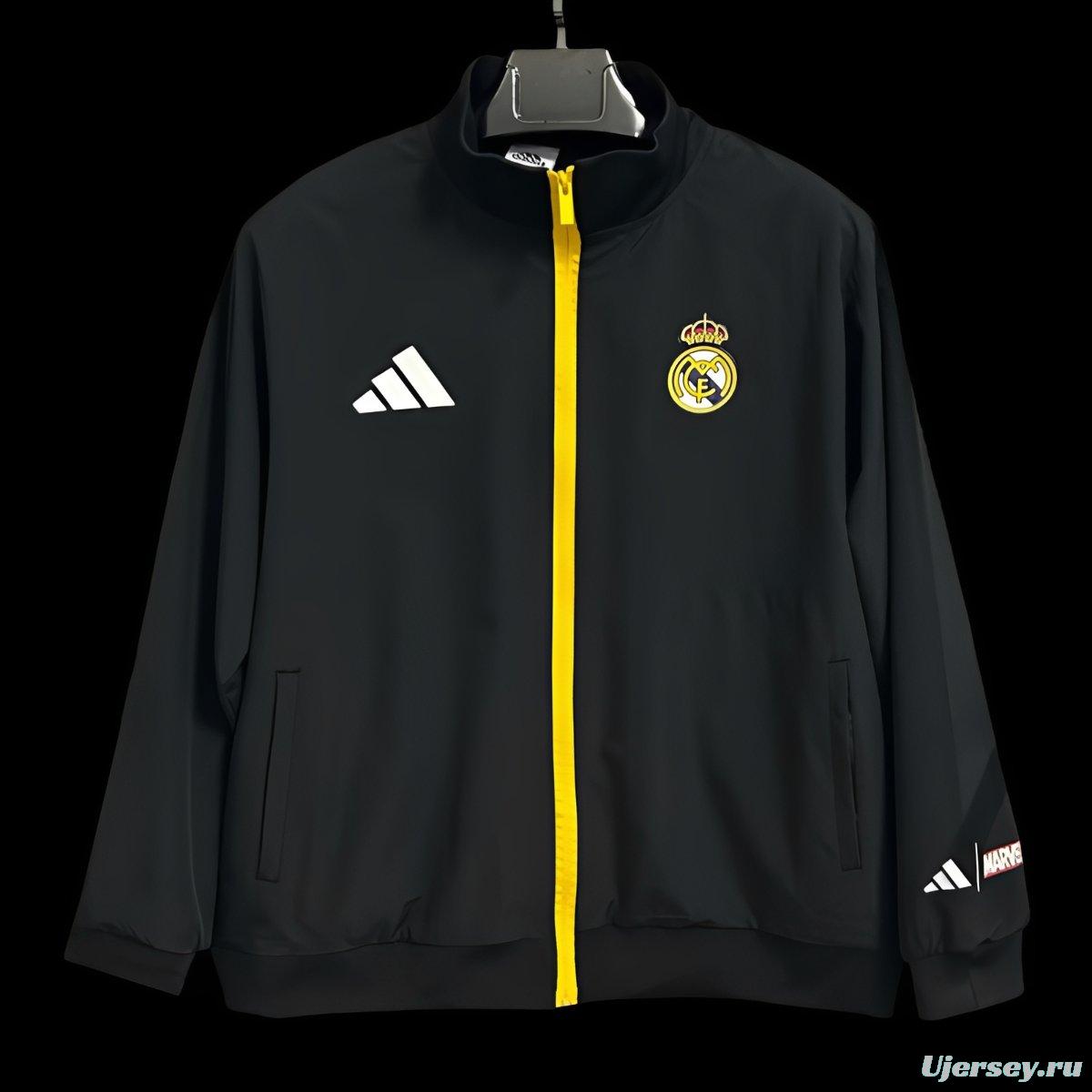 25/26 Real Madrid Marvel Black Full Zipper Windbreaker