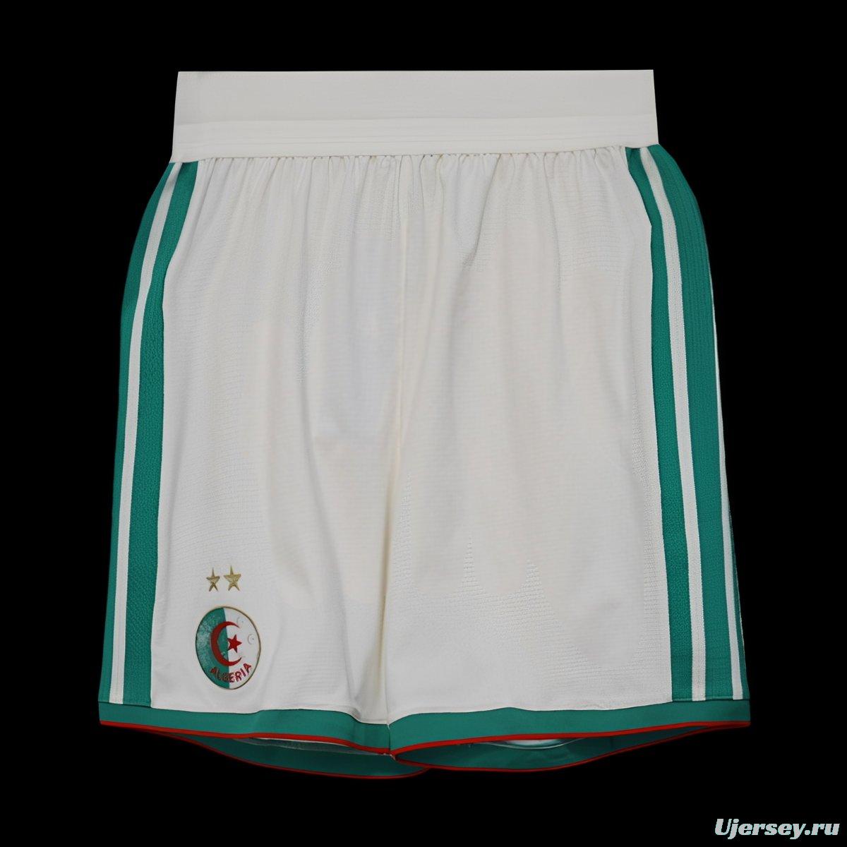 2026 Player Version Algeria White with Green Side Stripes Shorts