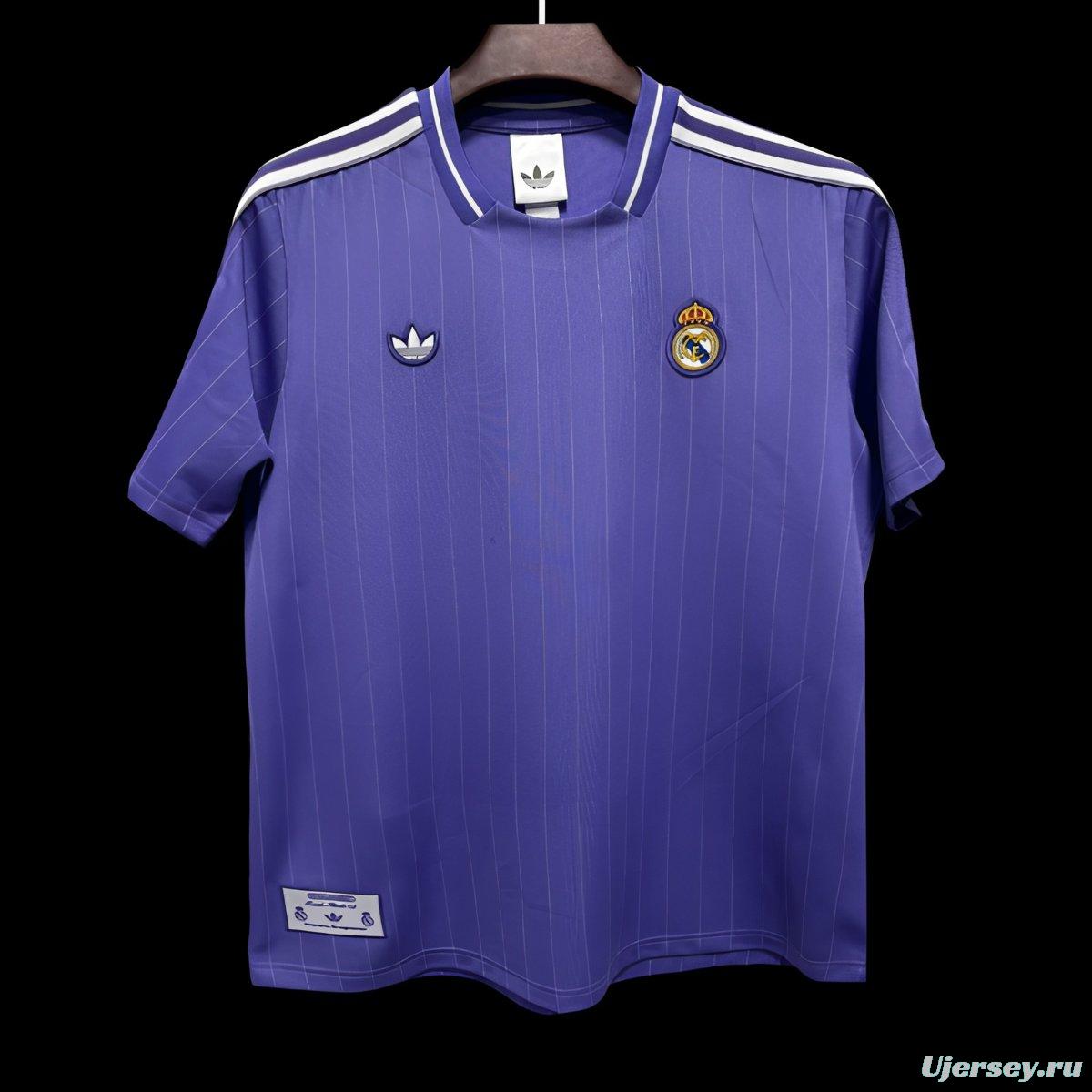 2026 Real Madrid Adidas Terrace Icons Purple Pinstripe Jersey