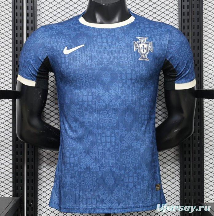 Player Version 2027 Portugal Away Blue with Jacquard Pattern Jersey