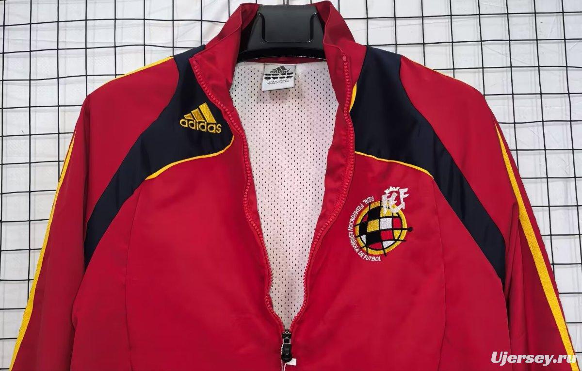 2026 Spain Vintage Adidas Red Full Zipper Windbreaker