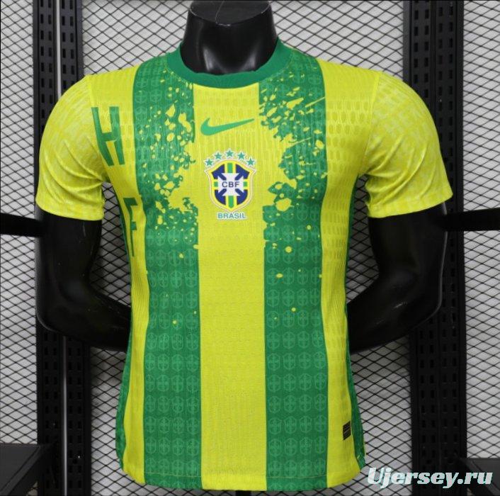 Player Version 2026 Brazil Yellow & Green Vertical Stripe Special Edition Jersey