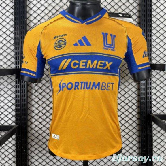 Player Version 25/26 Tigres UANL Gold with Blue Chest Band, 65th Anniversary Badge & Sportiumbet Jersey