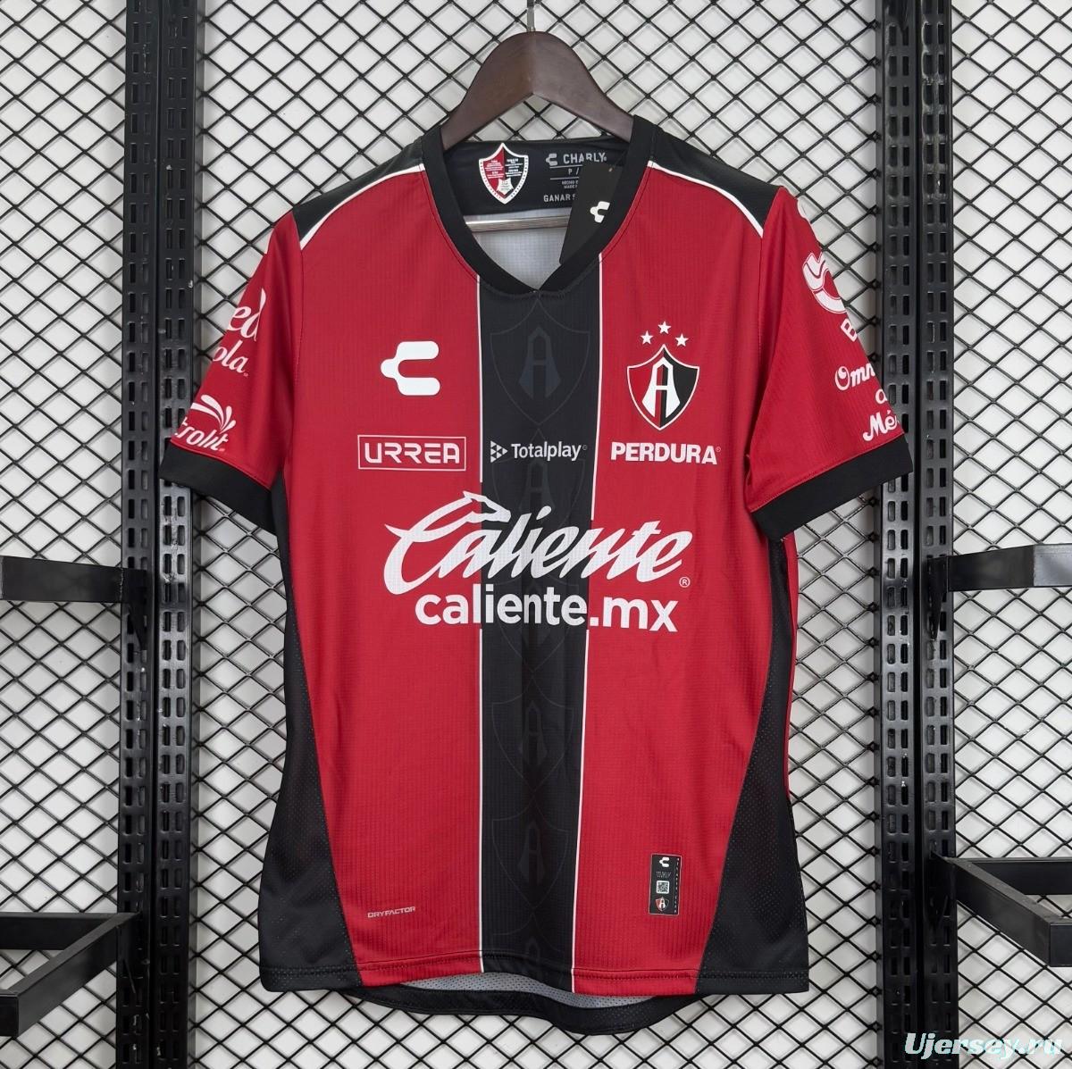 Player Version 25/26 Atlas FC  Home Red & Black Vertical Stripes Jersey