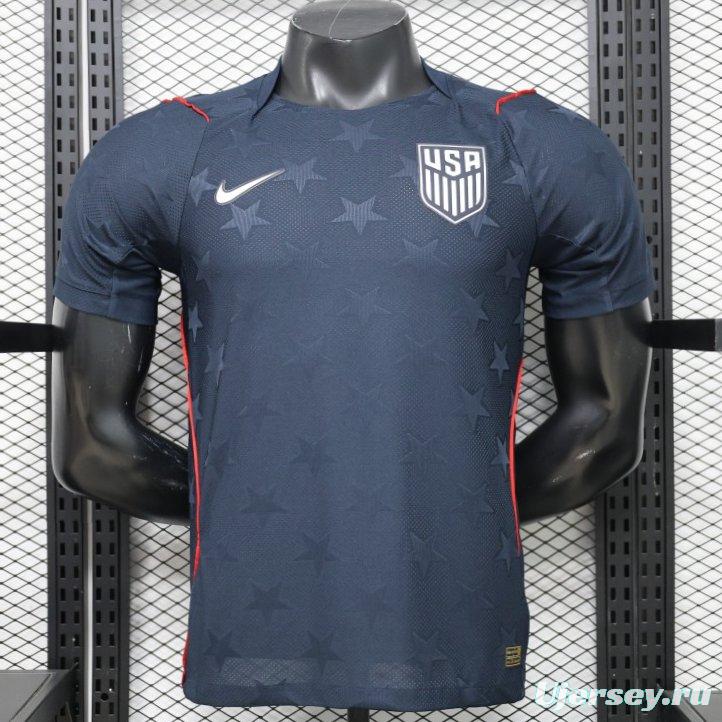Player Version 2026 USA Navy Blue with All-Over Star Pattern Away Jersey