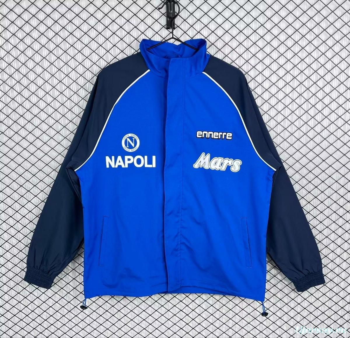 Retro 89/90 Napoli Blue/Black Full Zipper Windbreaker