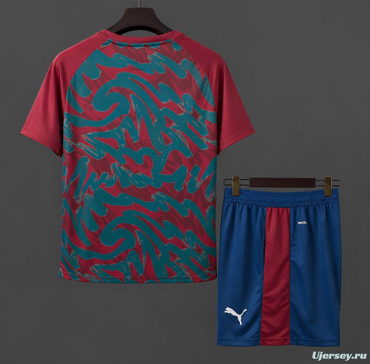 2026 Portugal  Pre-Match Red/Green Training Jersey + Shorts Set