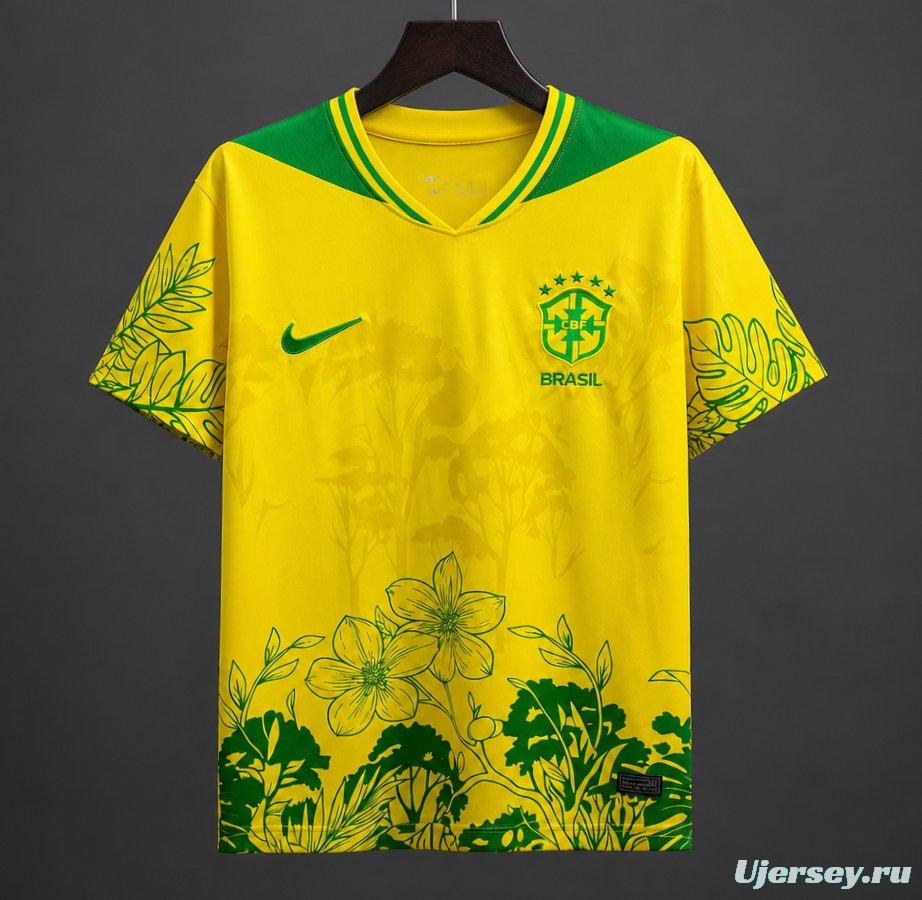2026 Brazil Yellow Green Special Edition Floral Jersey