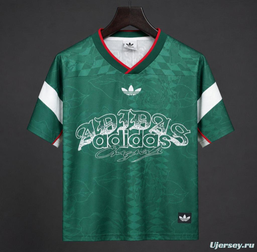 26/27 Adidas Originals Roses Mesh Green Vintage Style Jersey