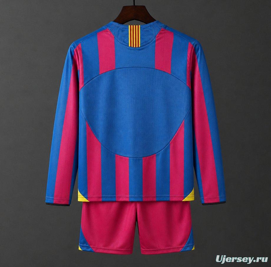 Retro Kids 05/06 Barcelona Home Long Sleeve UCL Jersey