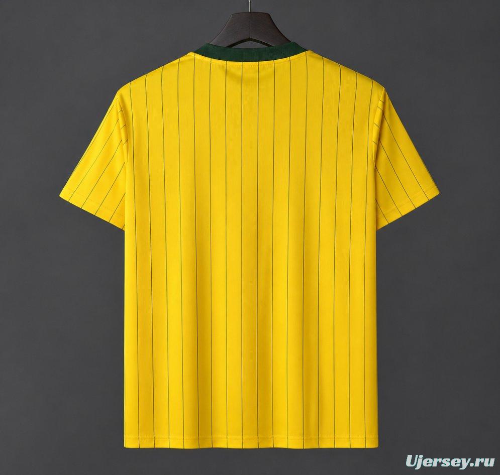 2026 Adidas Originals Brazil Vintage Pinstripe Yellow Jersey