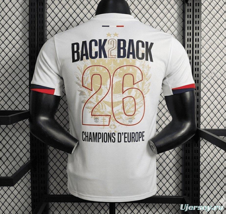 Player Version 2 Star 25/26 PSG Away Jersey With Champions of Europe 2026 Printing