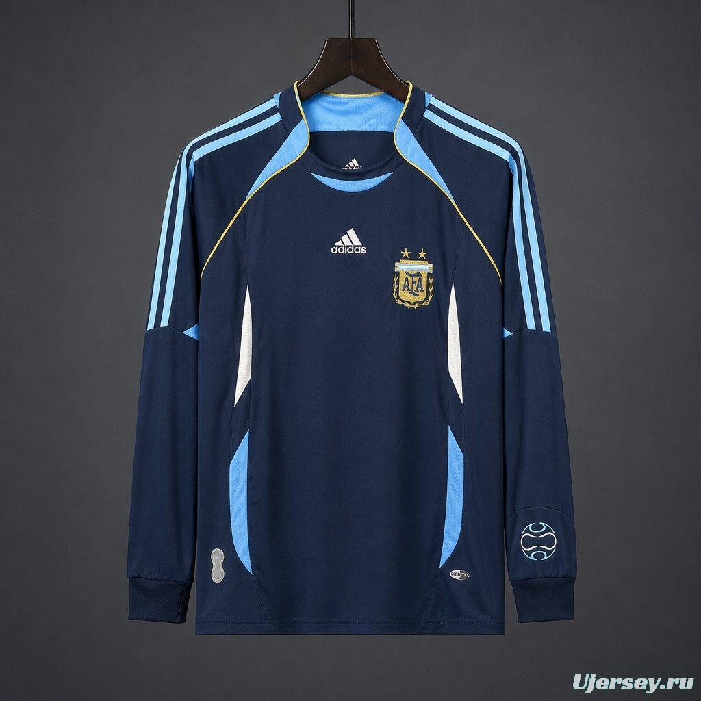 Retro 2006 Argentina Away Long SLeeve Jersey