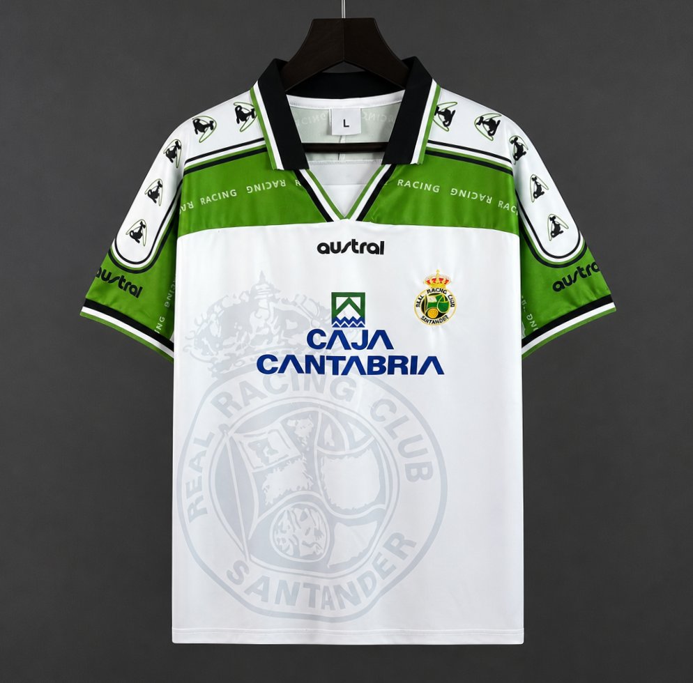 Retro 97/98 Racing Santander Home White Green Jersey