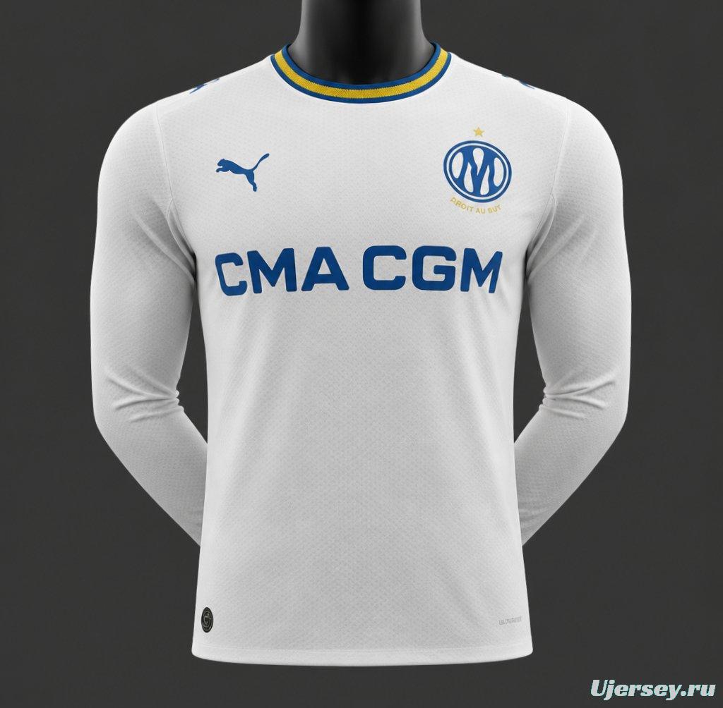 Player Version 26/27 Olympique Marseille Home White Long Sleeve Jersey