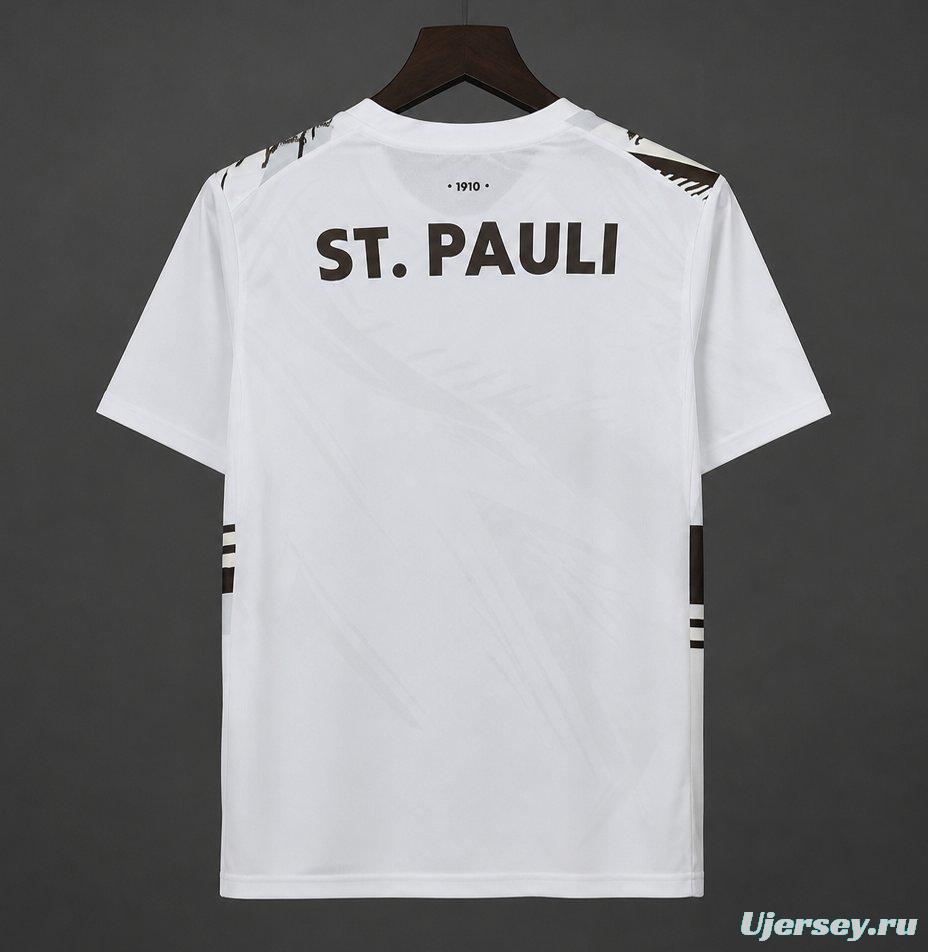 26/27 FC St. Pauli White with Black Graphic Away Jersey