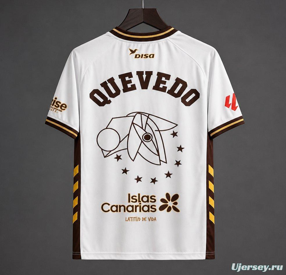 25/26 UD Las Palmas  Away White/Brown Jersey – Quevedo "El Baifo" Limited Edition