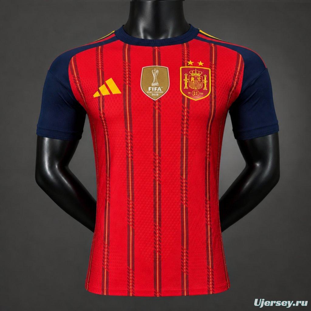 2 Star Player Version 2026 Spain Home Jersey With Champion Patch